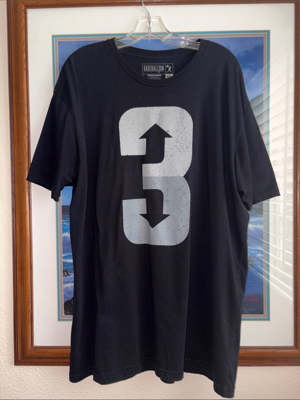 Baseballism Men’s Black Short-Sleeve Number 3 Graphic Tee